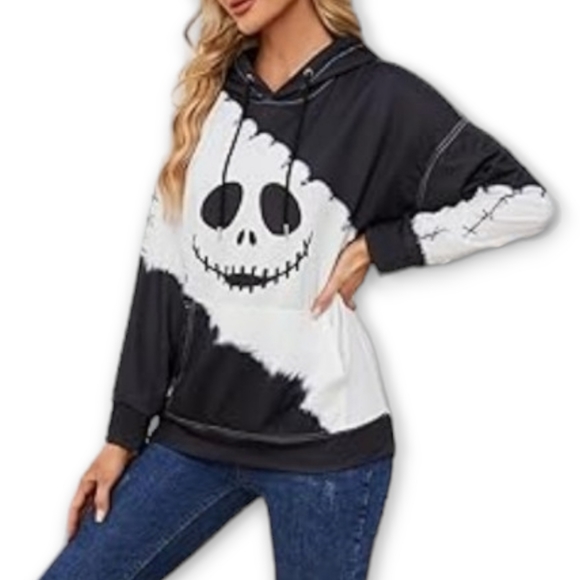 Nightmare Before Christmas Jack Skellington Black & White Hoodie Sweatshirt,sz M - Picture 8 of 10
